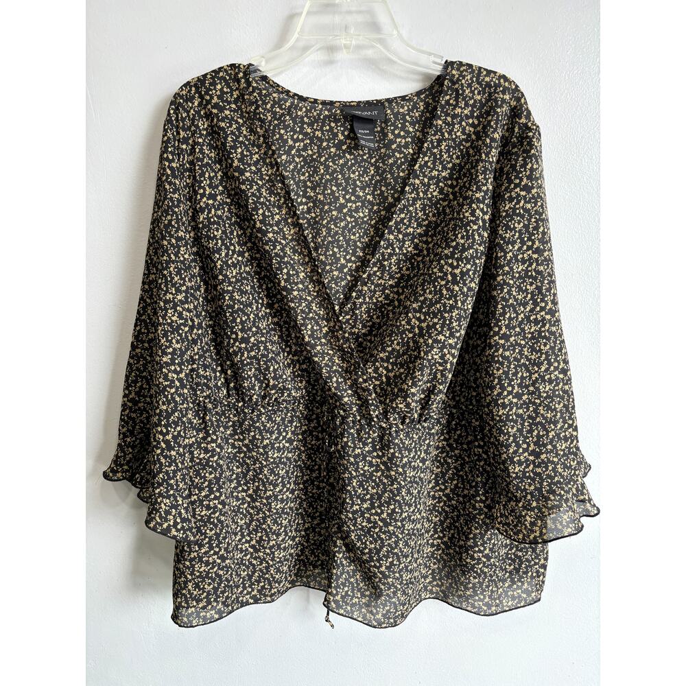 Lane Bryant Womens Blouse Micro Floral Whimsigoth Fairycore Coquette Fem…